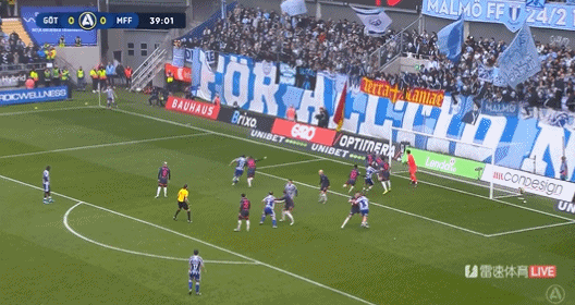 ⚽瑞典超半场：贾格纳主罚任意球打高，哥德堡暂0-0马尔默